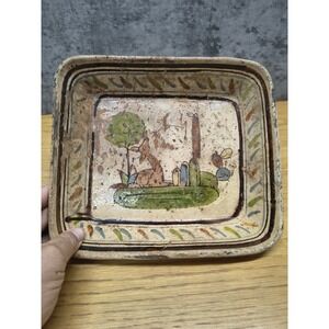 Vintage Mexican Tlaquepaque pottery Serving Tray Medium Antique 1940s 50s